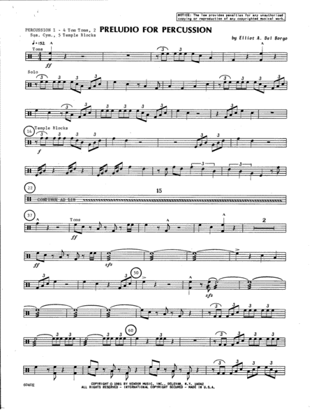 Preludio For Percussion Percussion 1 Sheet Music