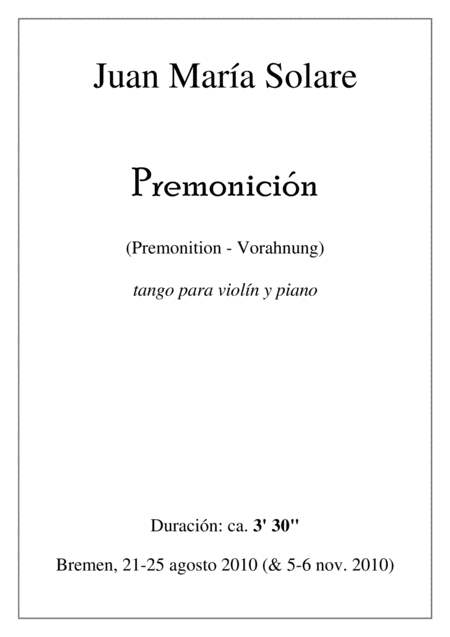 Free Sheet Music Premonicin Violin Piano