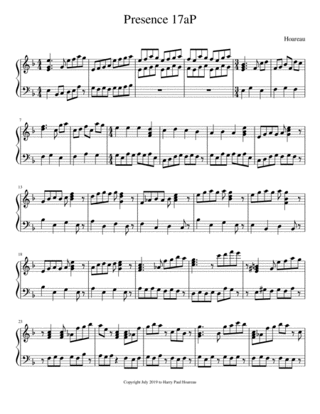 Presence 17a Piano Sheet Music