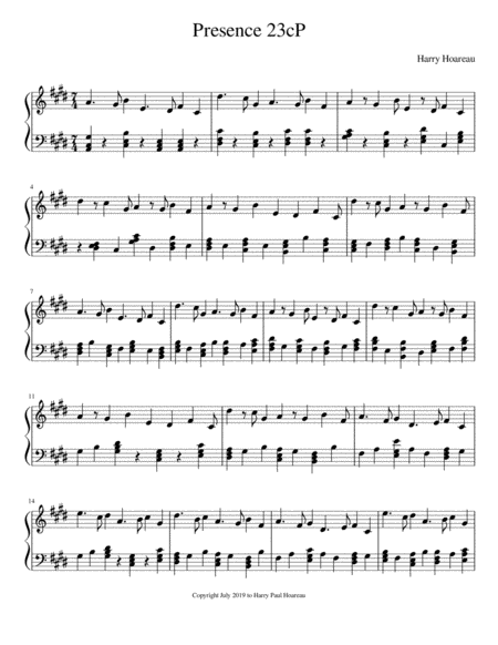 Presence 23c Piano Sheet Music