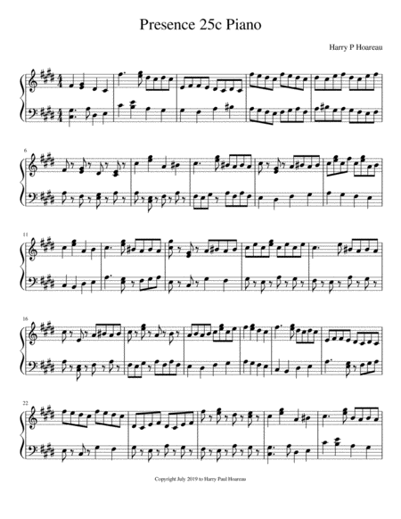 Presence 25c Piano Sheet Music