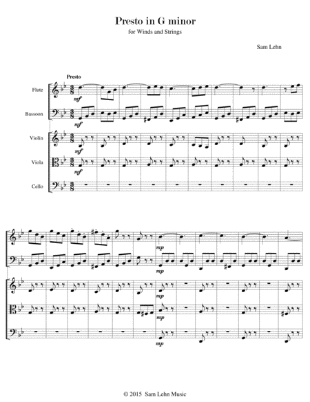 Free Sheet Music Presto In G Minor For Winds And Strings