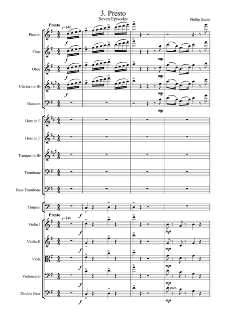 Presto No 3 From Seven Episodes For Orchestra Sheet Music