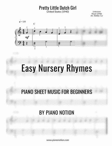 Pretty Little Dutch Girl Easy Piano Solo Sheet Music