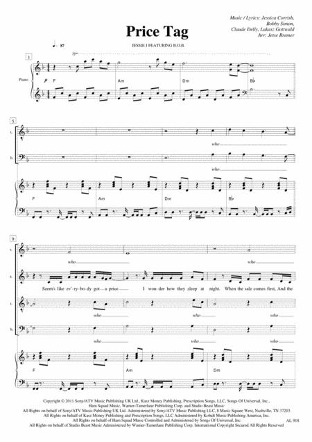 Price Tag Satb Piano Sheet Music