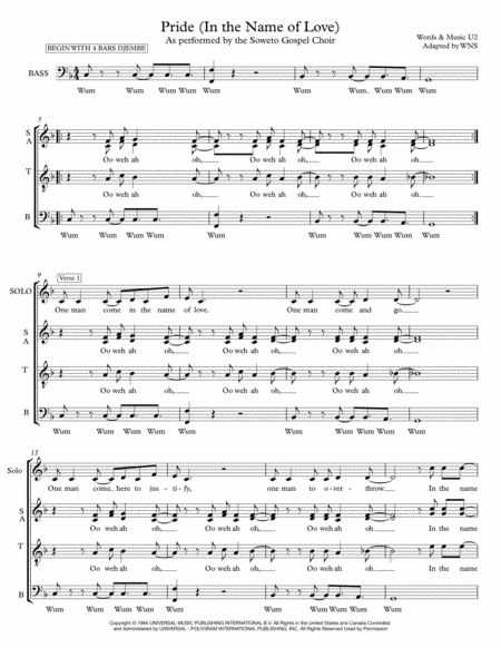 Pride In The Name Of Love Sheet Music