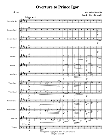 Prince Igor Overture Sheet Music