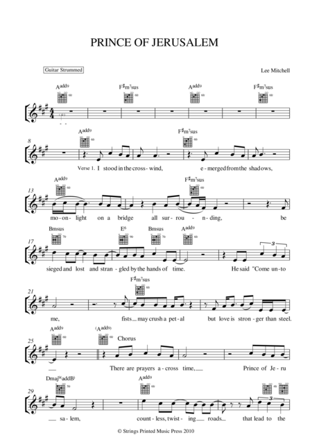 Prince Of Jerusalem Sheet Music