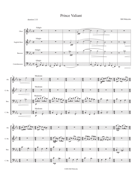 Free Sheet Music Prince Valiant For Double Reed Quartet