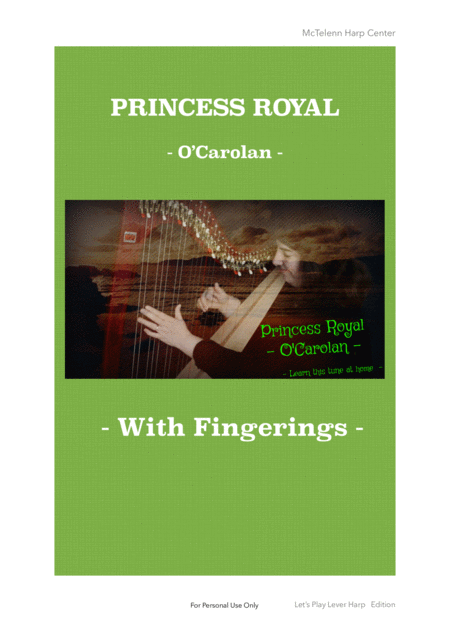 Princess Royal O Carolan For Lever Harp Only Score Sheet Music