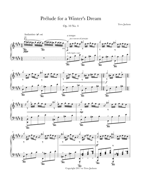 Prlude For A Winters Dream Sheet Music