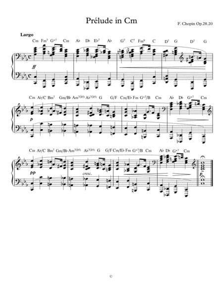 Free Sheet Music Prlude In Cm Op 28 20 W Chord Symbols