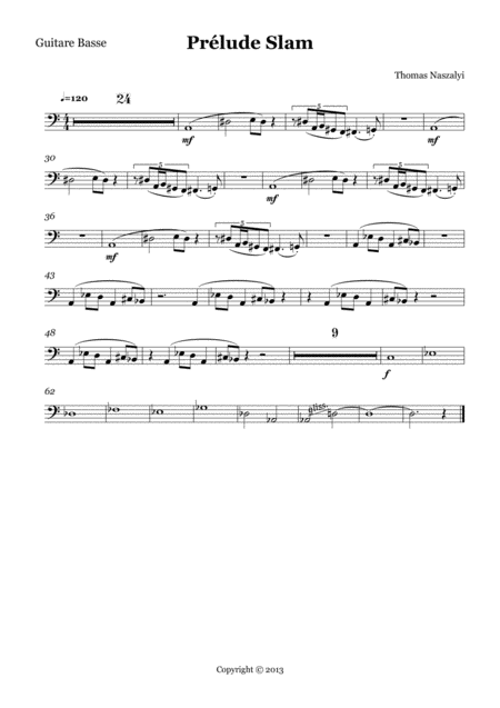 Prlude Slam Bass Guitar Part Sheet Music