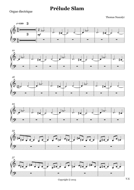 Prlude Slam Electric Organ Part Sheet Music