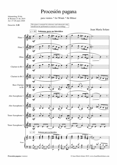 Free Sheet Music Procesin Pagana Small Winds Ensemble