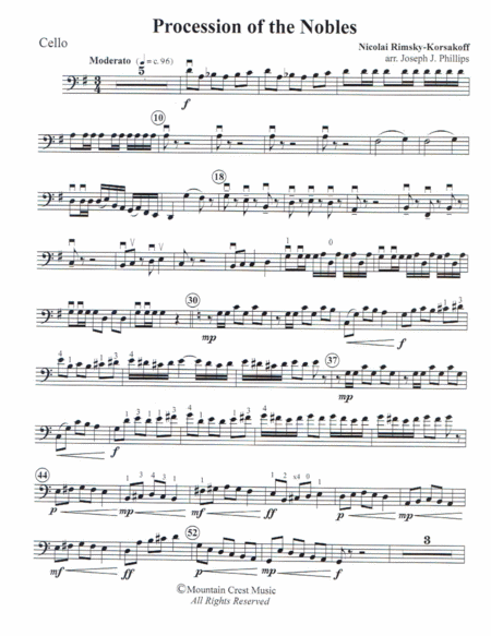 Procession Of The Nobles Cello Sheet Music