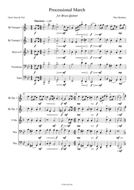 Processional March Theo Bonheur Brass Quintet Sheet Music