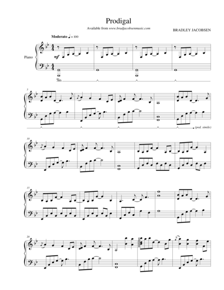 Prodigal By Brad Jacobsen Sheet Music