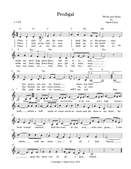 Free Sheet Music Prodigal