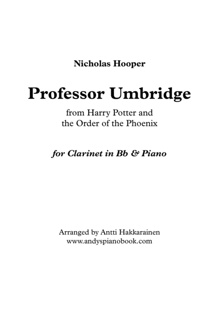 Free Sheet Music Professor Umbridge Clarinet Piano