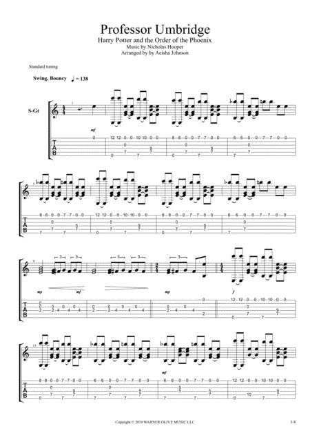 Free Sheet Music Professor Umbridge Solo Guitar