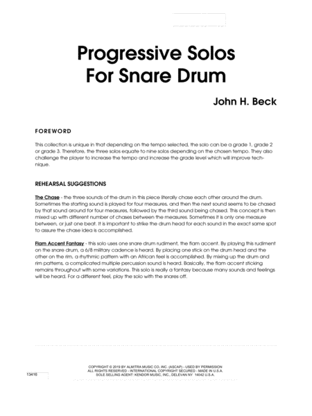 Progressive Solos For Snare Drum Sheet Music