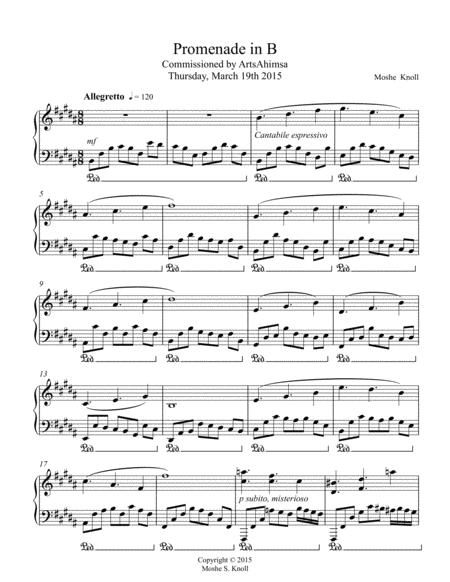 Free Sheet Music Promenade In B For Piano Solo