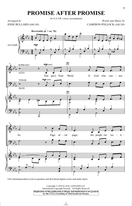 Promise After Promise Arr Jesse Bullard Sheet Music