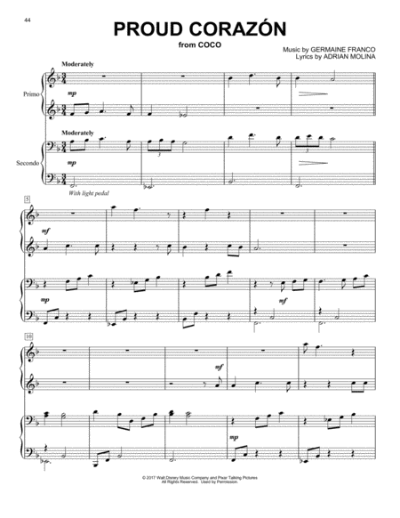 Free Sheet Music Proud Corazon From Coco