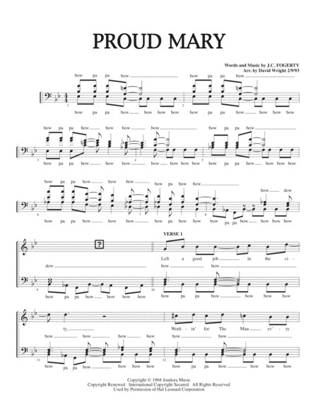 Proud Mary M Chorus Pricing Sheet Music