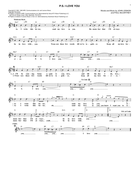 Free Sheet Music Ps I Love You