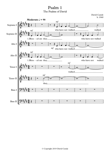 Psalm 1 From The Psalms Of David For Ssaattbb Sheet Music