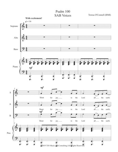 Free Sheet Music Psalm 100 For Sab Voices Make As Many Copies As Needed For Your Choir