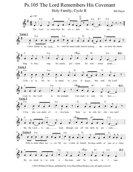 Psalm 105 The Lord Remembers His Covenant Leadsheet Sheet Music