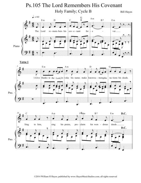 Free Sheet Music Psalm 105 The Lord Remembers His Covenant Piano Vocal