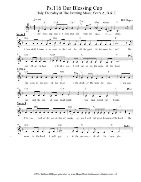 Psalm 116 Our Blessing Cuo Leadsheet Sheet Music