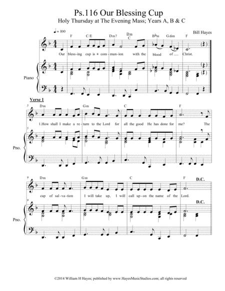 Psalm 116 Our Blessing Cup Piano Vocal Sheet Music