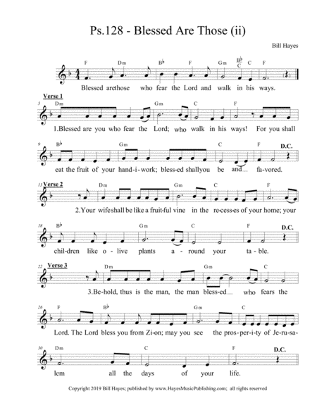 Free Sheet Music Psalm 128 Blessed Are Those Ii