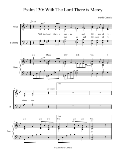 Psalm 130 With The Lord There Is Mercy Sheet Music