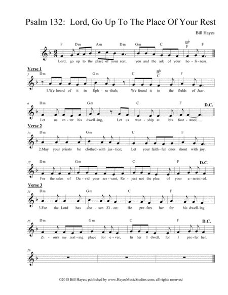 Psalm 132 Lord Go Up To The Place Of Your Rest Sheet Music