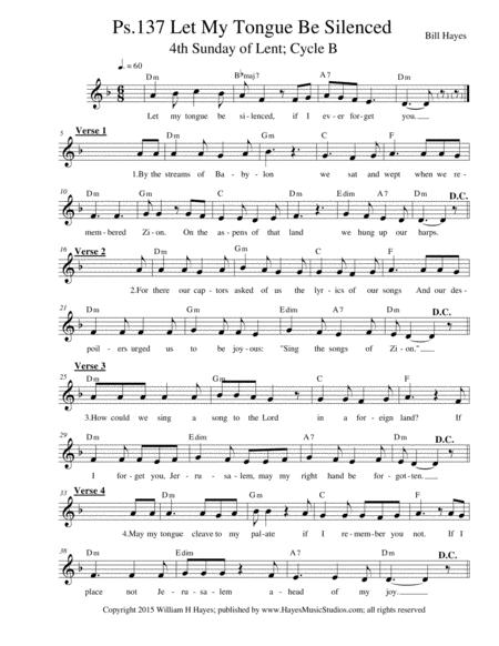 Psalm 137 Let My Tongue Be Silenced Leadsheet Sheet Music