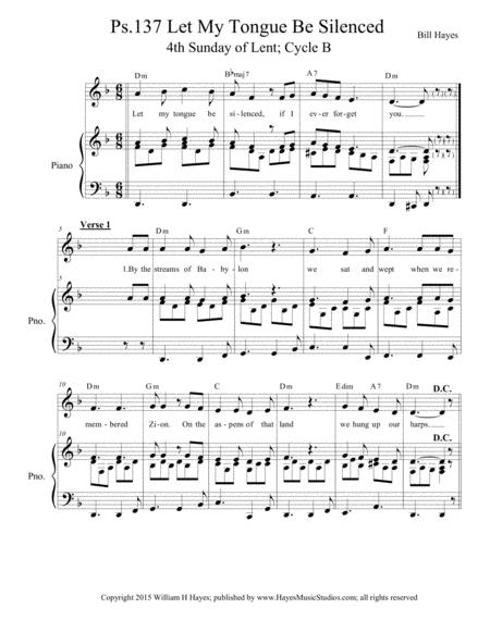 Psalm 137 Let My Tongue Be Silenced Piano Vocal Sheet Music