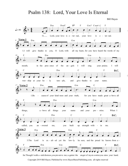 Free Sheet Music Psalm 138 Lord Your Love Is Eternal