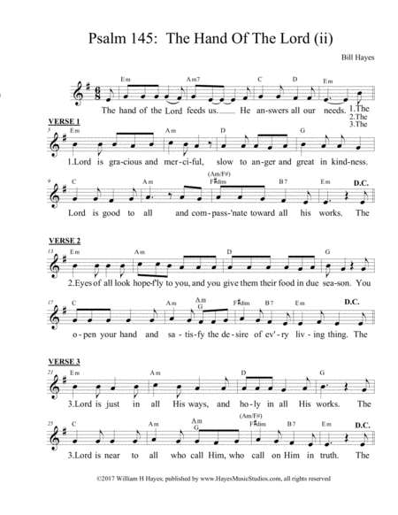 Psalm 145 The Hand Of The Lord Feeds Us Ii Sheet Music