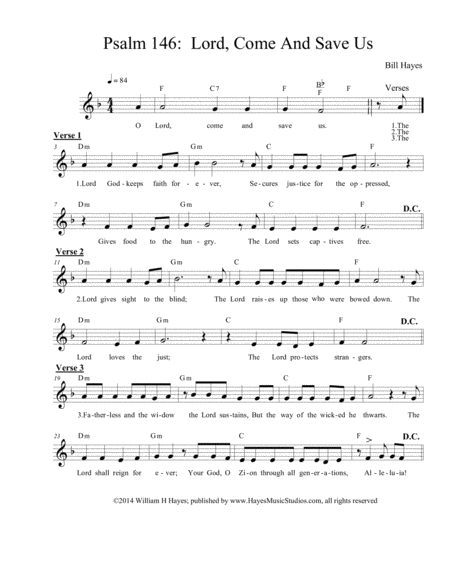 Free Sheet Music Psalm 146 Lord Come And Save Us