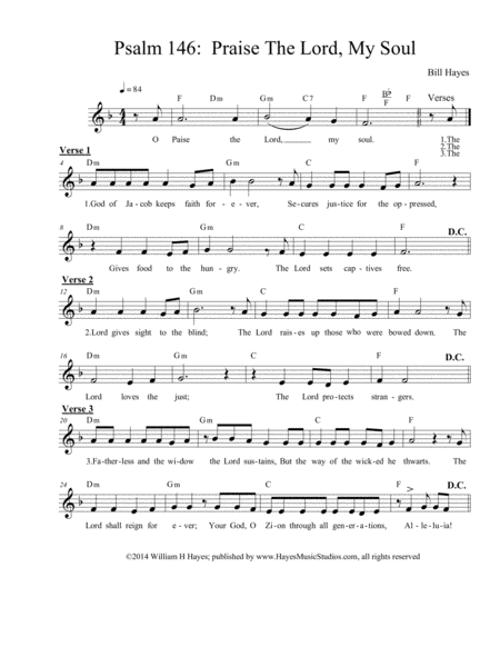 Psalm 146 Praise Rhe Lord My Soul Sheet Music