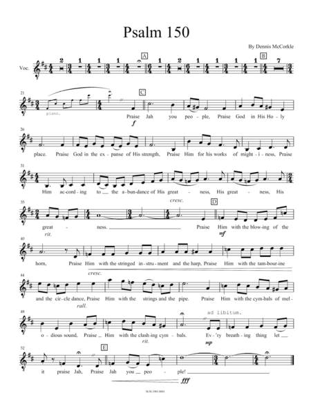 Psalm 150 For Tenor And Orchestra Sheet Music