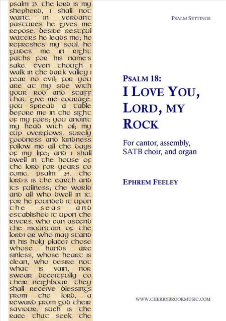 Psalm 18 I Love You Lord My Rock Sheet Music