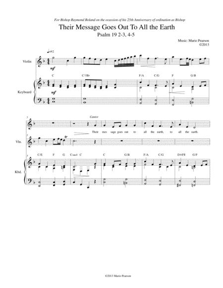 Psalm 19 2 3 4 5 Their Message Goes Out To All The Earth Sheet Music