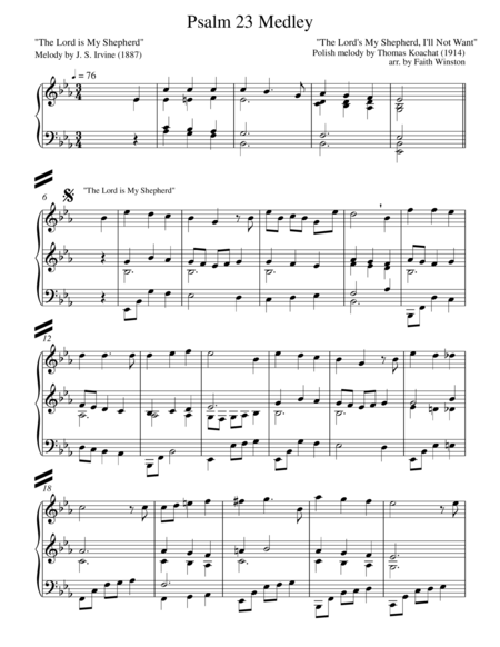 Free Sheet Music Psalm 23 Medley Revised Version